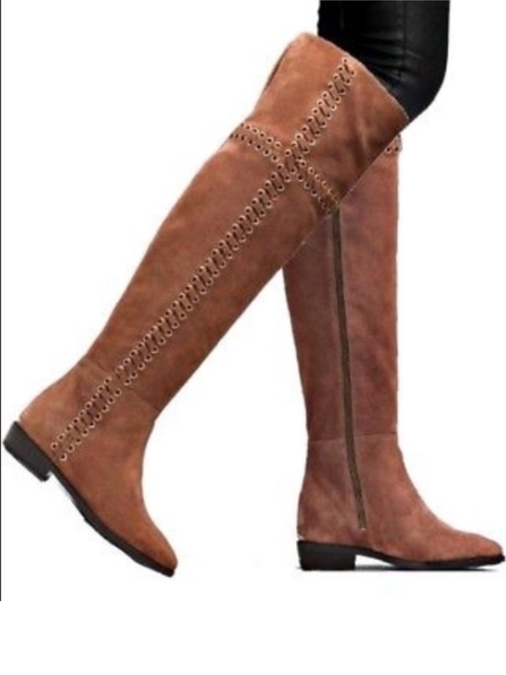 New Michael Kors Malin Suede Over-the-Knee Boots with Eyelet Detail 9.5